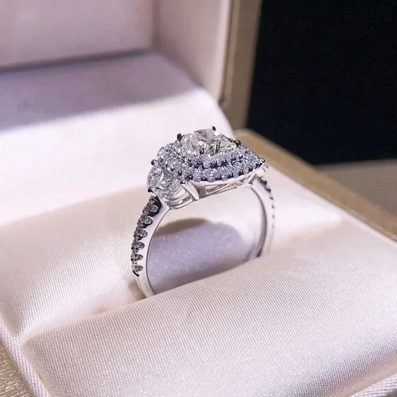 😍Crystal Shiny Large Oval Macro Pave Wedding Romantic Ring for Women, K872 - Picture 8 of 12